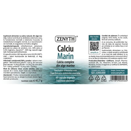 Calciu Marin, 60 capsule, Zenyth 702910