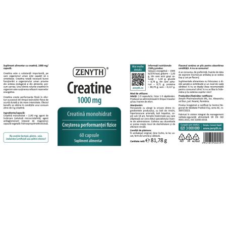 Creatine, 1000 mg, 60 capsule, Zenyth 700766