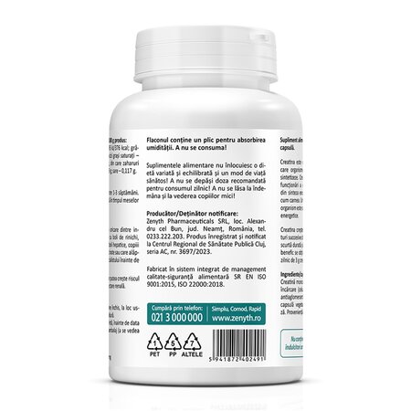 Creatine, 1000 mg, 60 capsule, Zenyth 619115