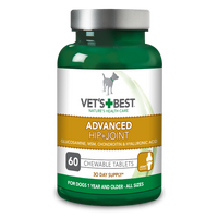 Supliment cu glucozamina, MSM, condroitina si acid hialuronic Advanced Hip and Joint, 60 tablete masticabile, Vet's Best