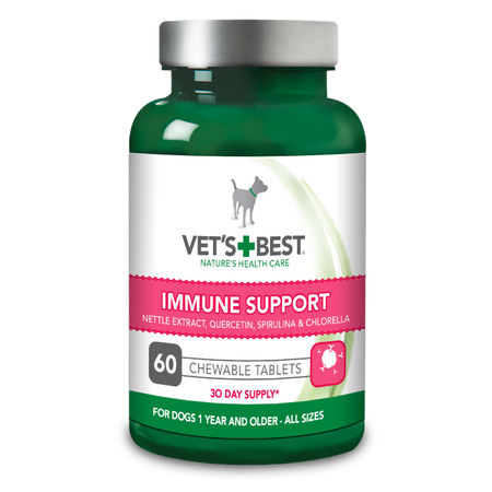 Supliment cu extract de urzica, quercitina, spirulina si chlorella Immune Support, 60 tablete masticabile, Vet's Best
