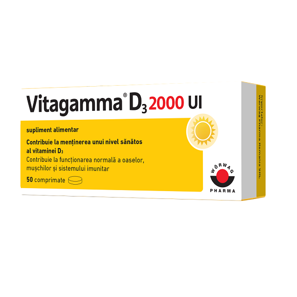 Vitagamma D3 2000UI, 50 comprimate, Worwag