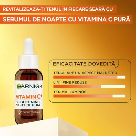 Serum de noapte Skin Naturals cu Vitamina C pura, 30 ml, Garnier 658056
