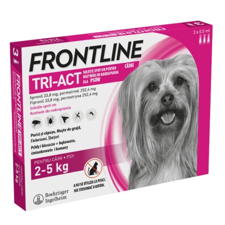 Frontline Tri-Act XS - spot-on pentru câini 2-5 kg, 3 pipete, Frontline