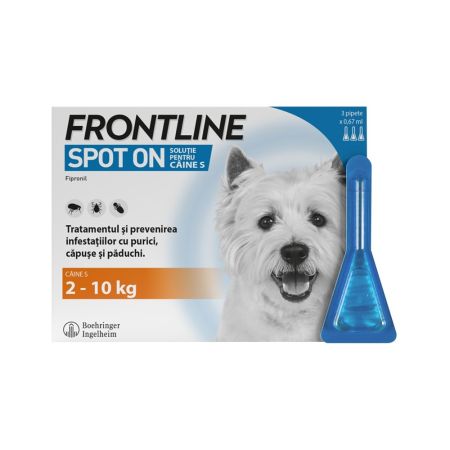 Frontline Spot On S pentru caini 2-10 kg, 3 pipete, Frontline