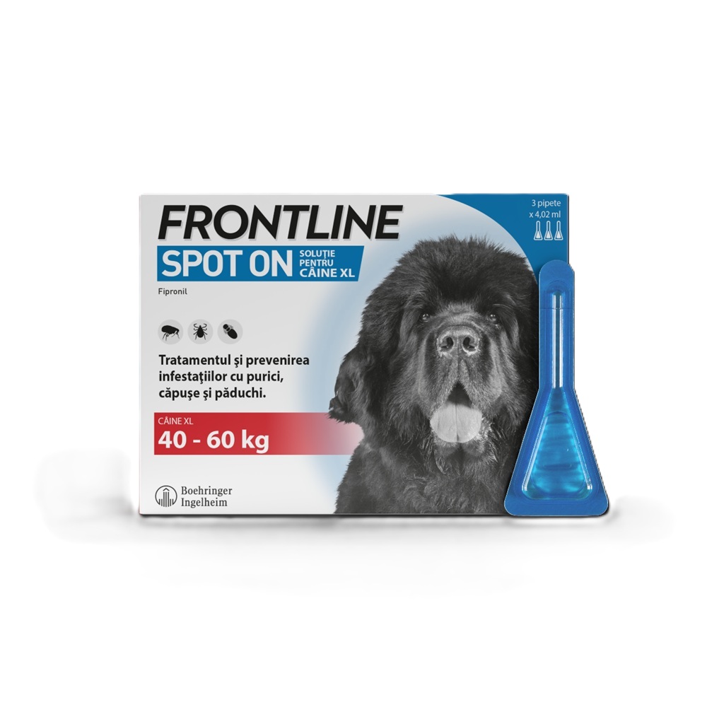 Frontline Spot On XL pentru caini 40-60 kg, 3 pipete, Frontline