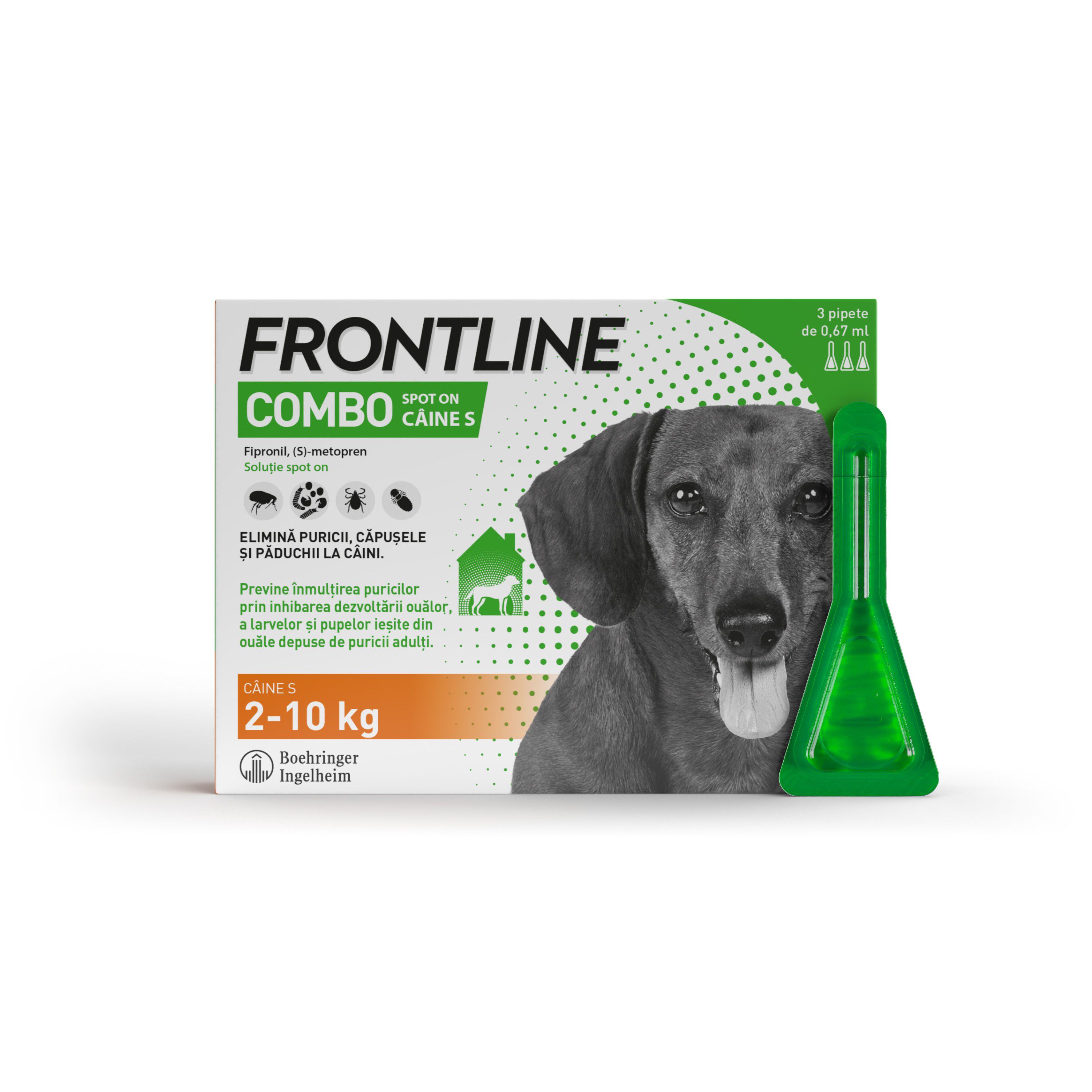 Frontline Combo Spot On S pentru caini, 3 pipete, Frontline