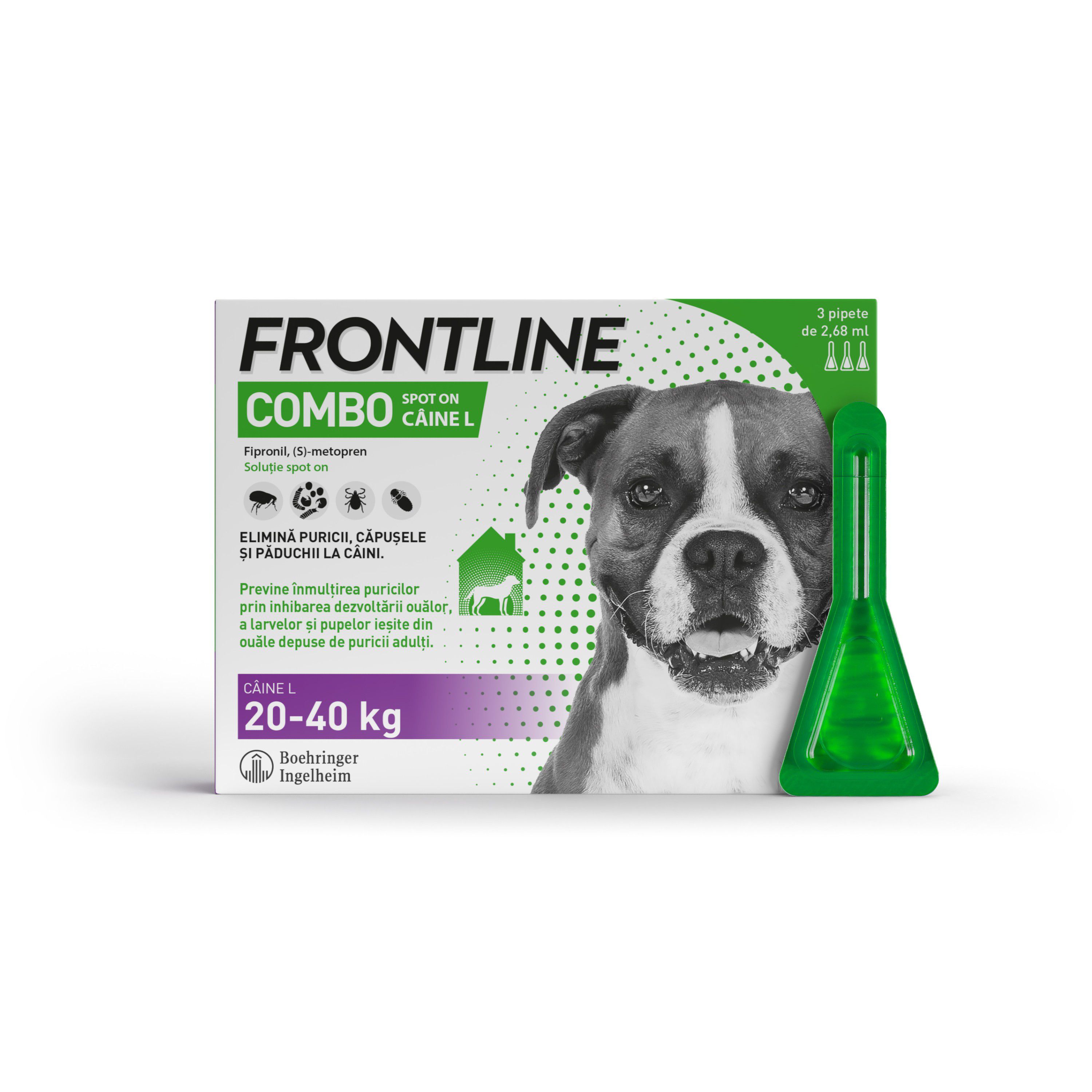 Frontline Combo Spot On L pentru caini, 3 pipete, Frontline