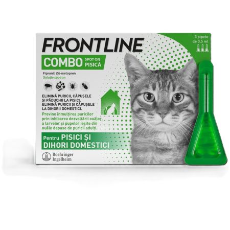 Frontline Combo spot on pentru pisici, 3 pipete, Frontline