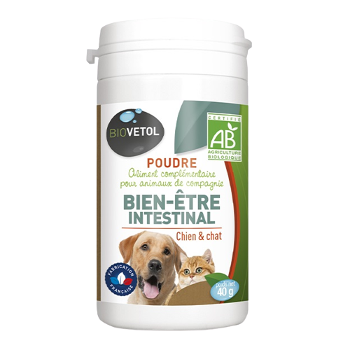 Supliment pulbere bio pentru caini si pisici Bien-Etre Intestinal, 40 g, Biovetol