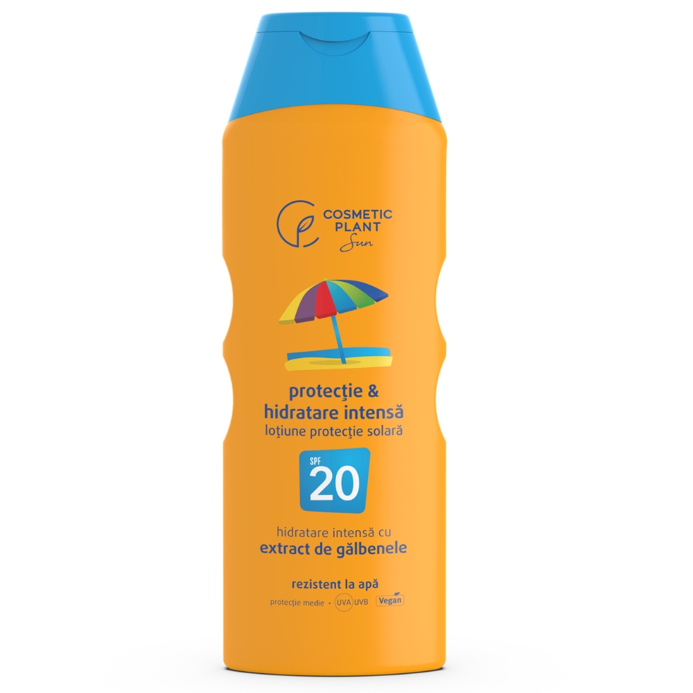 Emulsie plaja rezistenta la apa cu galbenele SPF 20, 200 ml, Cosmetic Plant