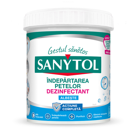 Dezinfectat pudra pentru indepartarea petelor, rufe albe, 450 g, Sanytol