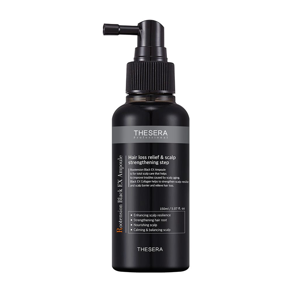 Tratament pentru scalp Rootension Black Ex Ampoule, 150 ml, Thesera