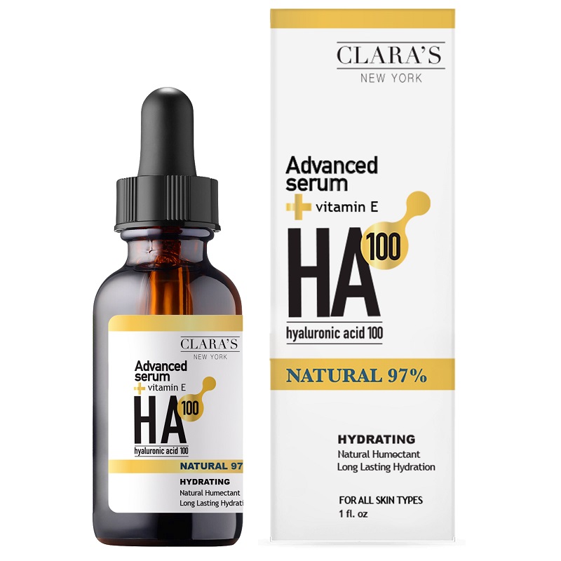 Ser pentru fata cu acid hialuronic si vitamina E, 30 ml, Clara's New York