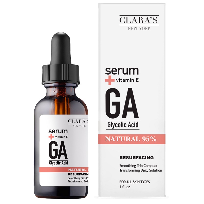 Ser pentru ten cu acid glicolic si vitamina E, 30 ml, Clara's New York