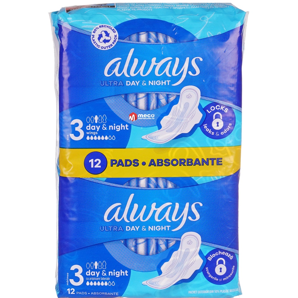 Absorbante Always Ultra Day&Night, 12 bucati, P&G