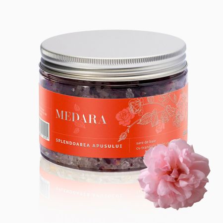 Sare de baie cu trandafir si ulei de migdale Splendoarea apusului Medara, 500 g, Mebra 659565