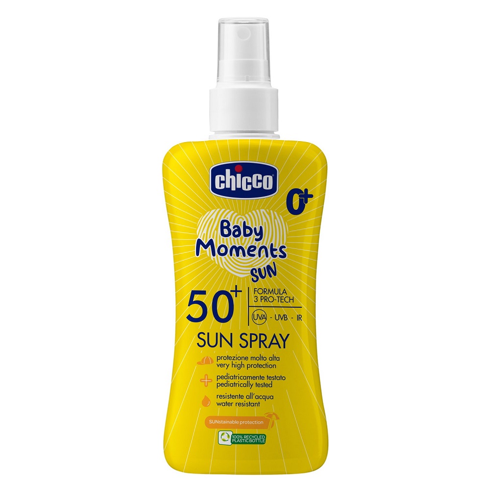 Spray de corp cu protectie solara SPF 50+ pentru copii Baby Moments, 150 ml, Chicco