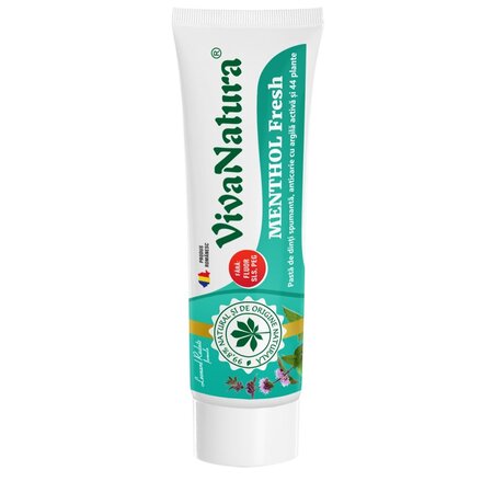 Pasta de dinti cu argila si plante Menthol Fresh, 50 ml, Vivanatura 709660