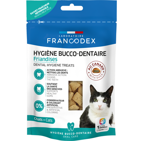 Recompense masticabile pentru igiena dentara a pisicilor, 65 g, Francodex 722171