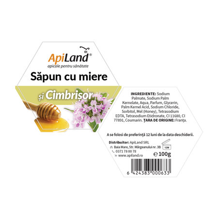 Sapun cu miere si cimbrisor, 100 g, Apiland 700918