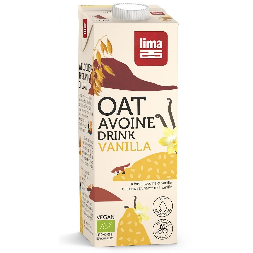 Bautura vegetala bio de ovaz cu vanilie, 1000 ml, Lima