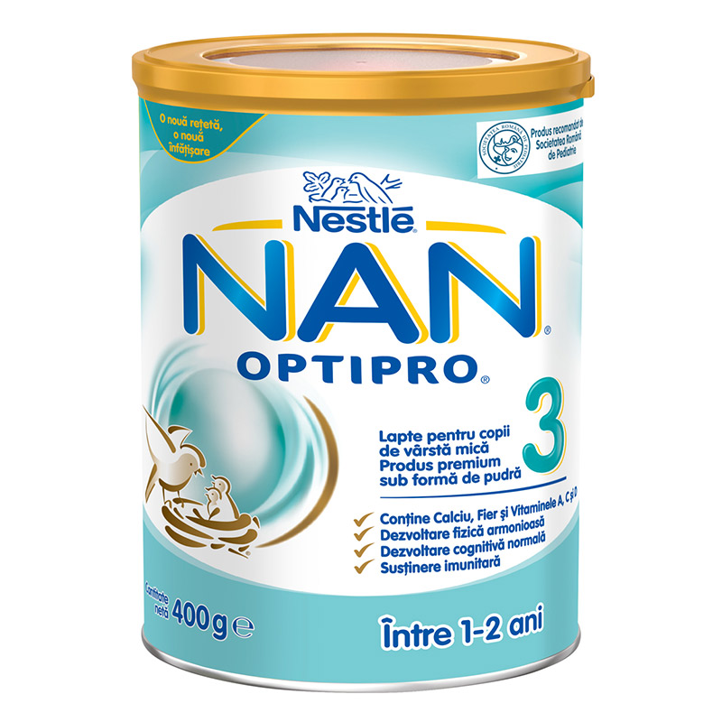 Nan 3 Optipro formula de lapte Premium, +12 luni, 400 g, Nestle