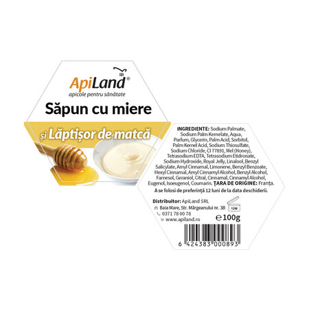 Sapun cu miere si laptisor de matca, 100 g, Apiland 700938