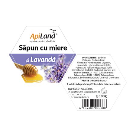 Sapun cu miere si lavanda, 100 g, Apiland 700935