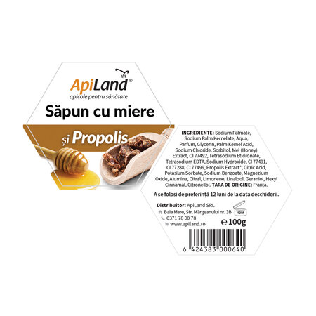 Sapun cu miere si propolis, 100 g, Apiland 700920