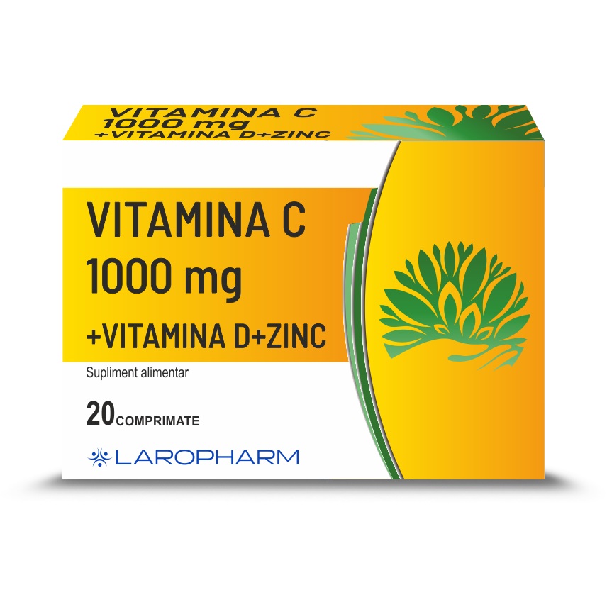 Vitamina C 1000mg, Vitamina D3 400UI, Zinc 15mg, 20 comprimate, Laropharm