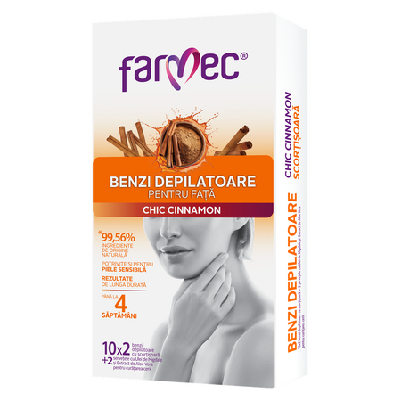 Benzi depilatoare pentru fata Chic Cinnamon, 20 bucati, Farmec