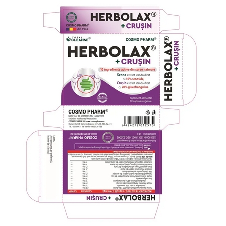 Herbolax + Crusin, 20 capsule vegetale, Cosmopharm 628574