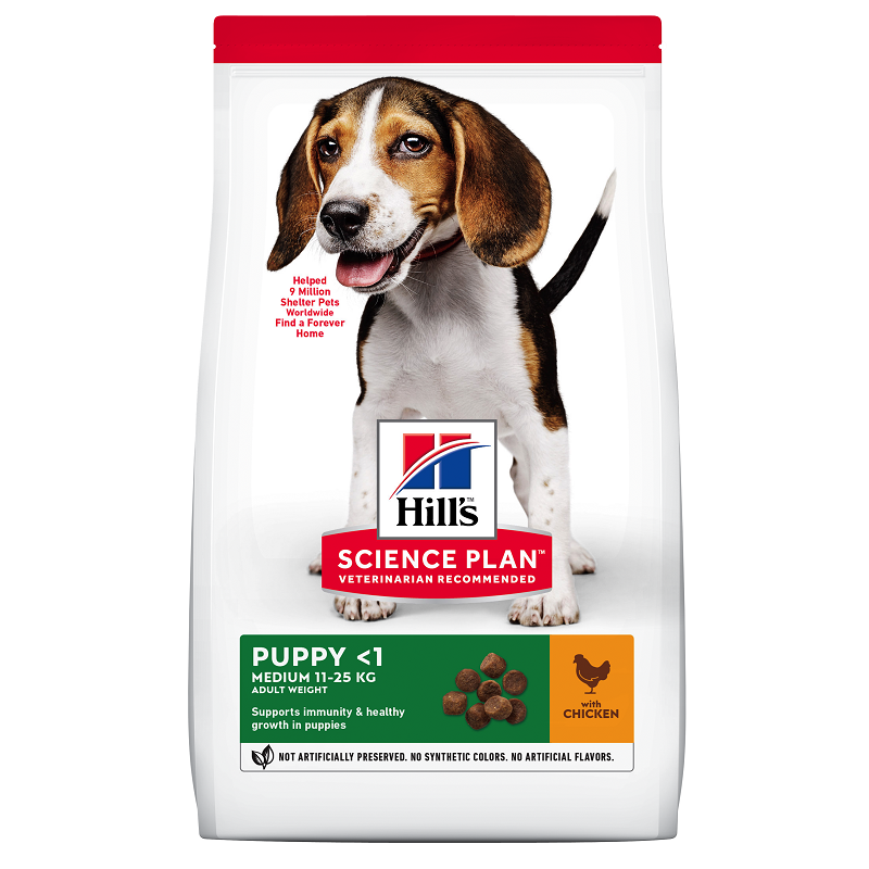 Hrana cu pui pentru caini Puppy Medium Bread (604267), 2,5 Kg, Hill's SP