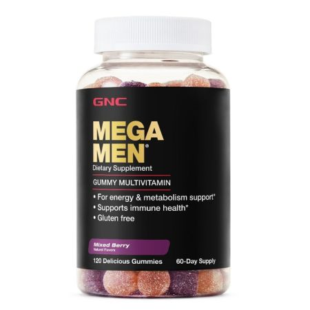 Multivitamine pentru barbati cu aroma naturala de fructe de padure Mega Men, 120 jeleuri, GNC