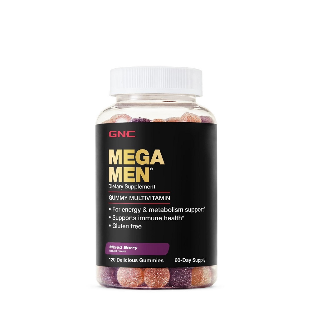 Multivitamine pentru barbati cu aroma naturala de fructe de padure Mega Men, 120 jeleuri, GNC