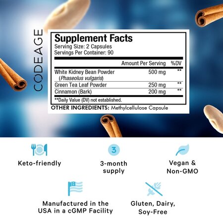 Formula pentru inhibarea asimilarii de carbohidrati CodeAge Keto Carb Focus, 180 capsule, GNC 674470