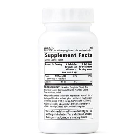 Acid folic, 1000 mcg, 100 tablete, GNC 647800