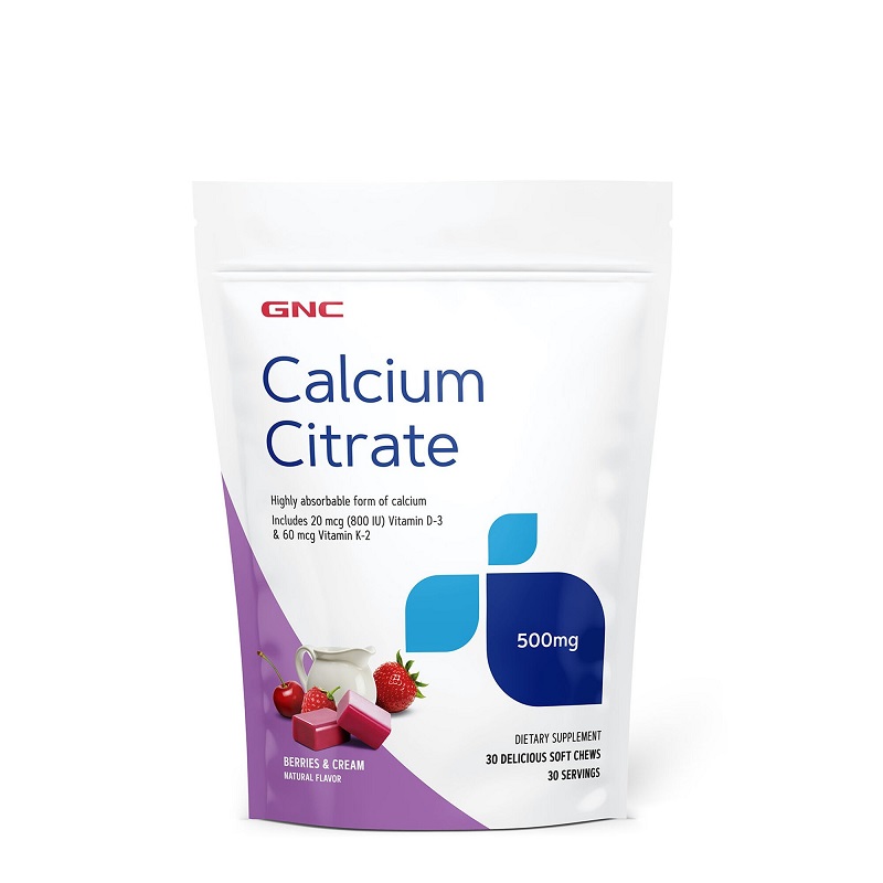 Caramele cu aroma naturala de fructe de padure si frisca Calciu citrat, 30 caramele, GNC