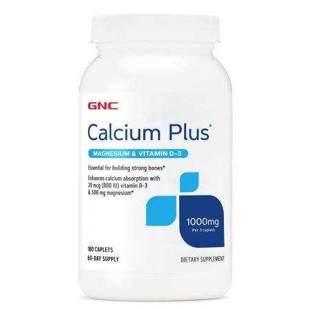 Calciu cu magneziu si vitamina D-3, 1000 mg, 180 tablete, GNC