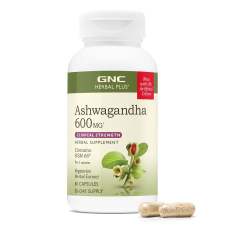 Ashwagandha 600 mg Herbal Plus, 60 capsule, GNC