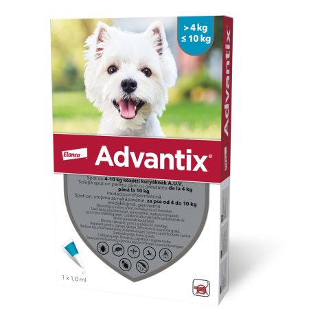 Solutie deparazitara pentru caini 4-10 kg Spot-On Advantix  100, 1 pipeta, Bayer Vet OTC