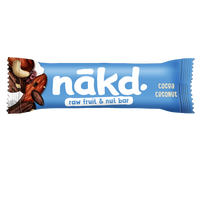 Baton raw vegan fara zahar si gluten cu cacao si cocos, 35 g, Nakd