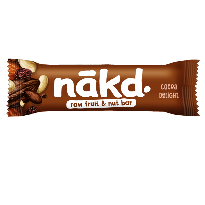 Baton raw vegan fara gluten cu cacao delight, 35 g, Nakd