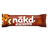 Baton raw vegan cu cacao si portocala fara gluten, 35 g, Nakd
