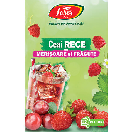 Ceai rece cu merisoare si fragute, 12 plicuri, Fares 621018