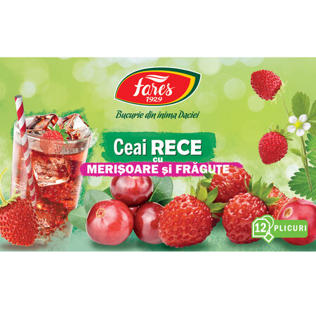 Ceai rece cu merisoare si fragute, 12 plicuri, Fares 621017