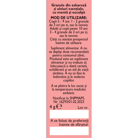 Granule din zaharoza cu uleiuri esentiale Hapciu, 4 g, Fares 620981
