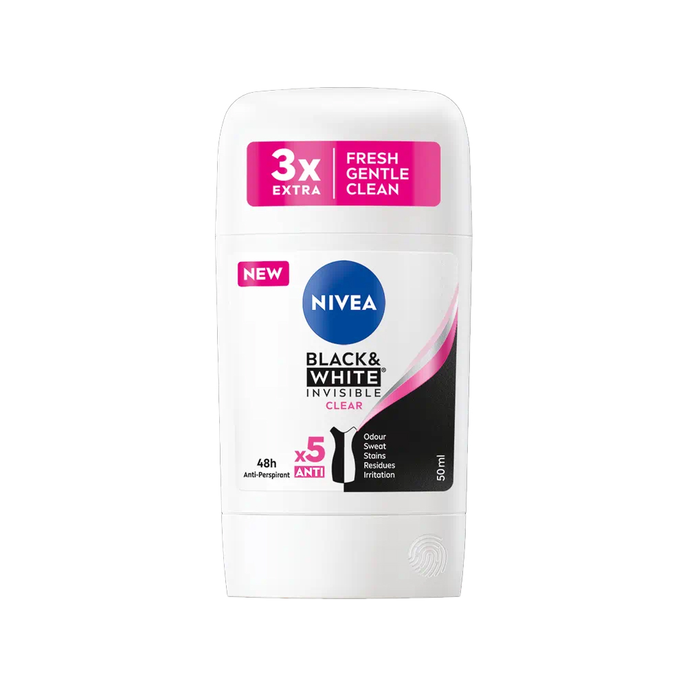 Deodorant stick Invisible Clear Black&White, 50 ml, Nivea