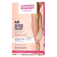 Benzi de ceara rece cu aloe si argan pentru epilare corp, 40 bucati + Servetele dupa epilat, 4 bucati, Laurence Dumont